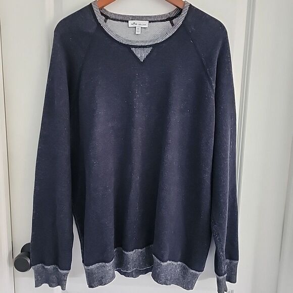 PETER MILLAR Cotton Merino Wool Blend Hartford Crew Sweater MS23S22 Navy Size XL - Picture 1 of 8